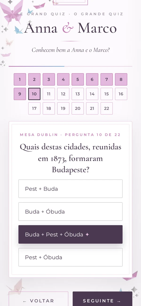 Dieselbe App auf Portugiesisch, hier am Tisch Dublin.